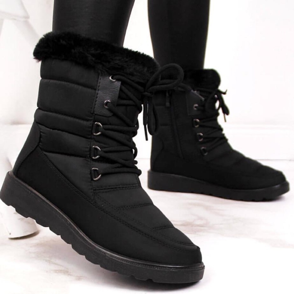 Black Winter Snow/Rain Lace Up Boots